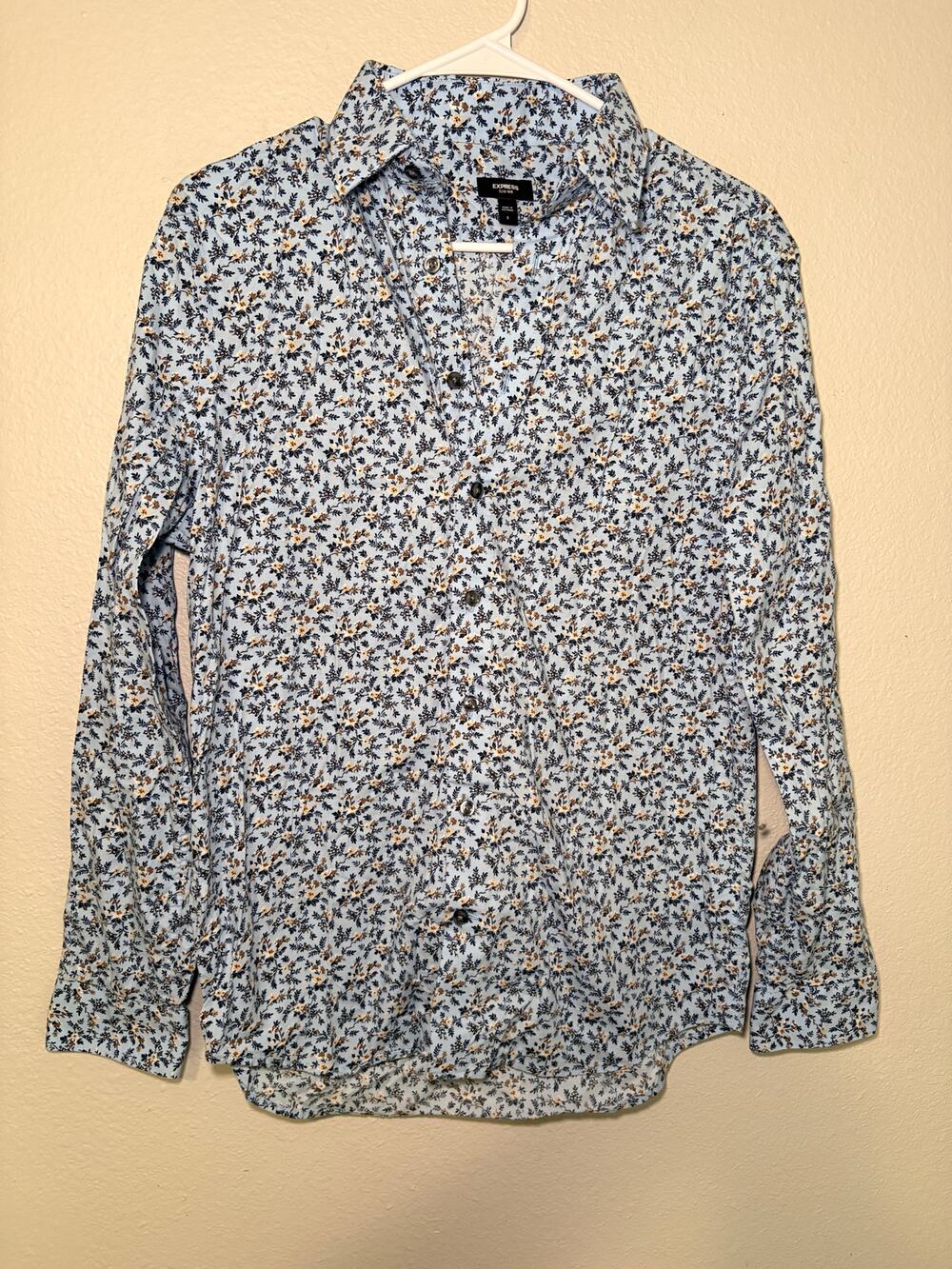 Express Slim 1MX Floral Button-Down Shirt - Men's Size S